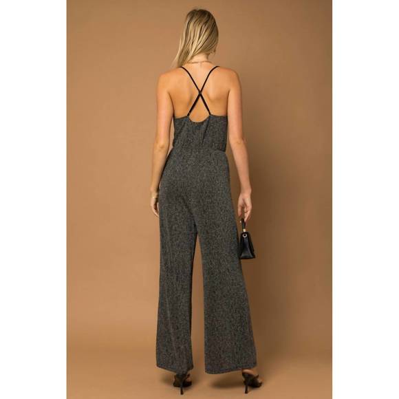NEW GILLI metallic cowl neck jumpsuit in grey - Picture 3 of 3